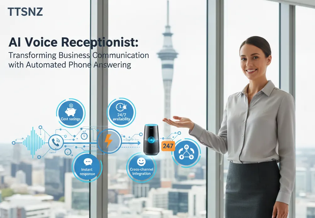 AI voice receptionist answering a business phone call