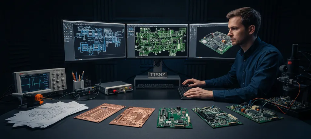 PCB design layout on a computer screen