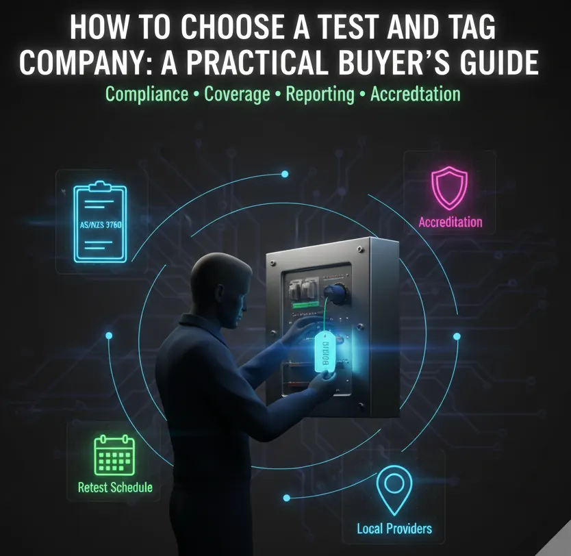 Test and tag technician checking electrical equipment